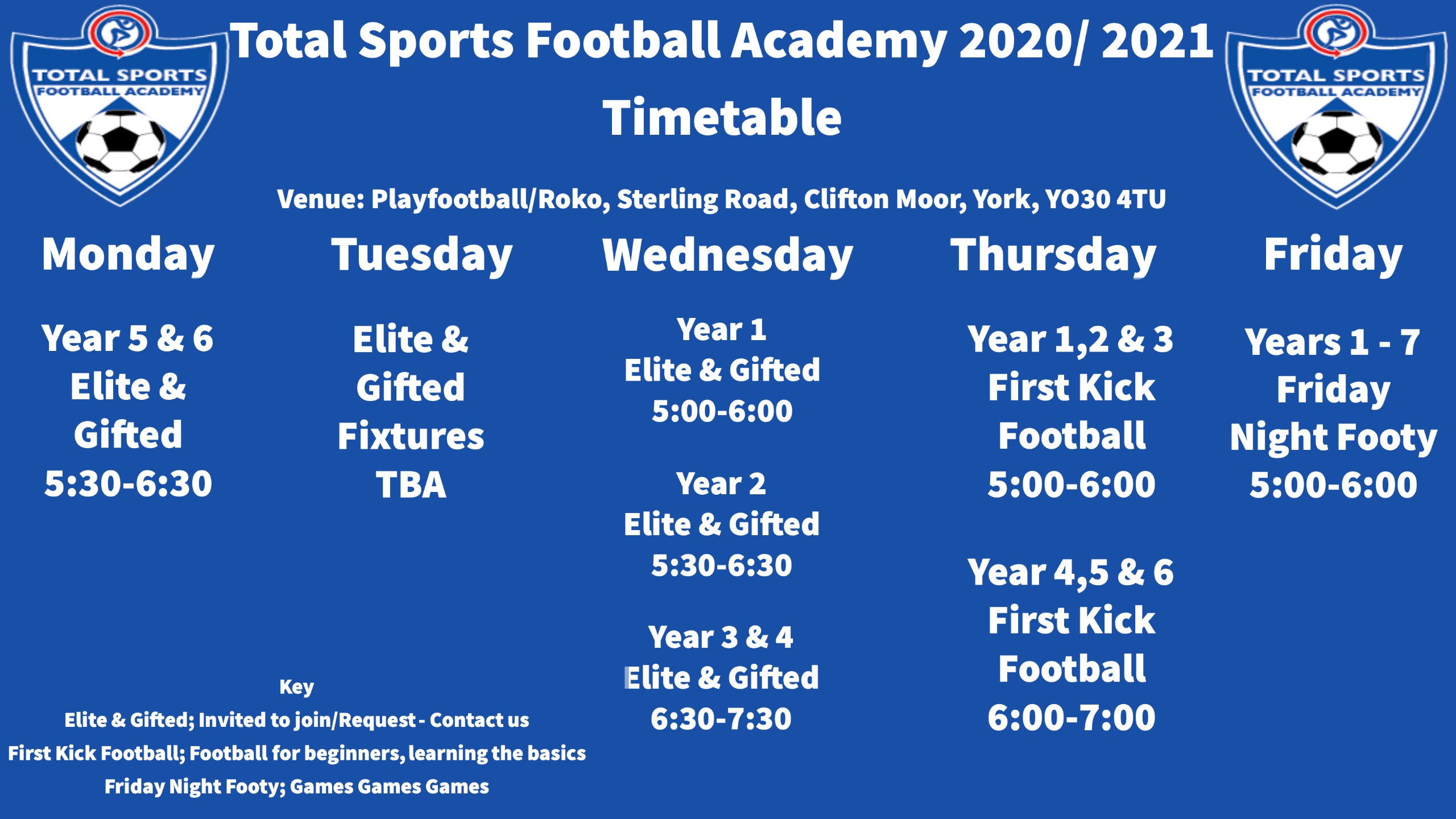 Total Sports Football Academy Timetable 2020/2021 Total Sports Limited